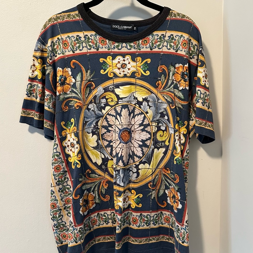 Dolce & Gabbana Multicolor Baroque Short Sleeve Tee
